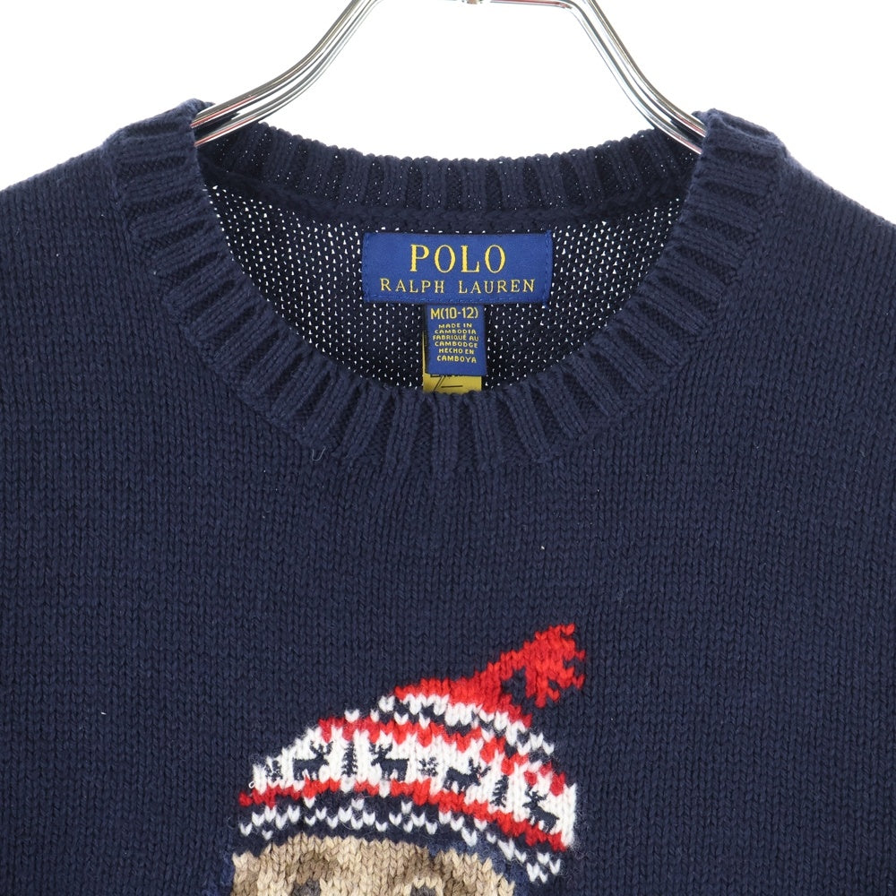 POLO RALPH LAUREN(ポロラルフローレン) ポロベア ジャガード クルーネック プルオーバー 長袖ニット セーター ネイビー