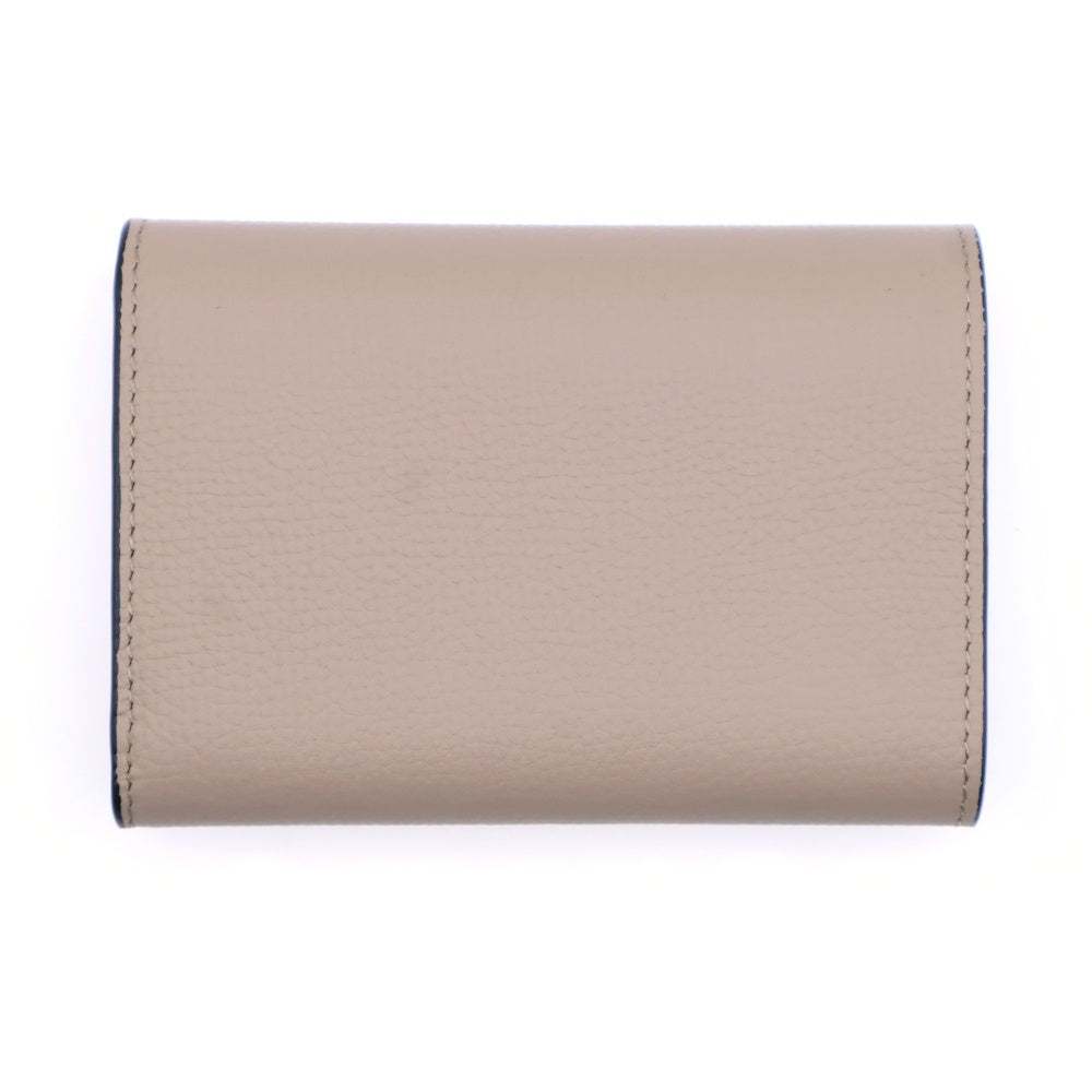 LOEWE(ロエベ) アナグラム トライフォールドウォレット コンパクトウォレット 三つ折り財布 ベージュ レザー シルバー金具