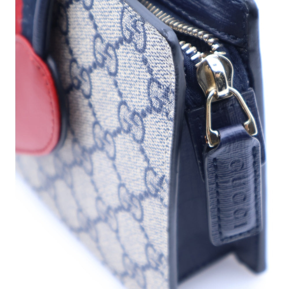 GUCCI(グッチ) チルドレンズ GGスプリーム ショルダーバッグ ミニバッグ レッド×ネイビー PVC×キャンバス 793830 ゴールド金具