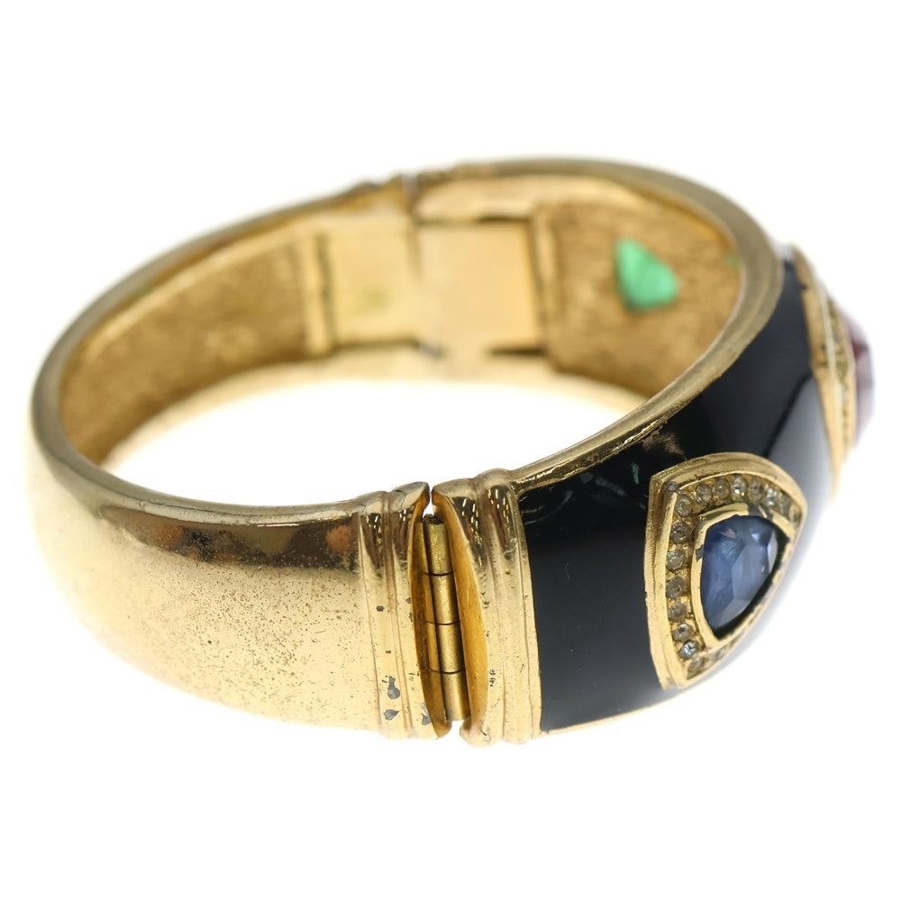 Christian Dior(クリスチャンディオール) ラインストーン バングル ブレスレット ゴールド×ブラック