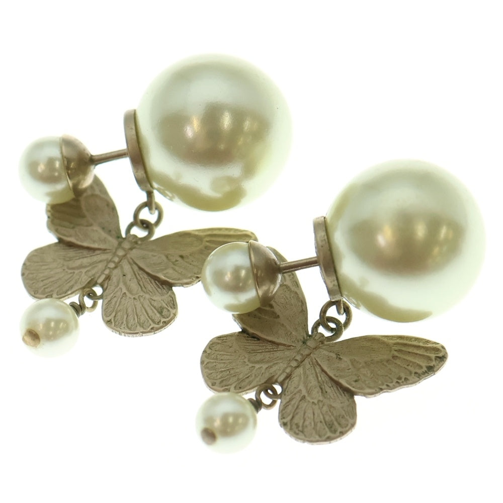 DIOR(ディオール) バタフライ 蝶モチーフ パール ピアス ゴールド