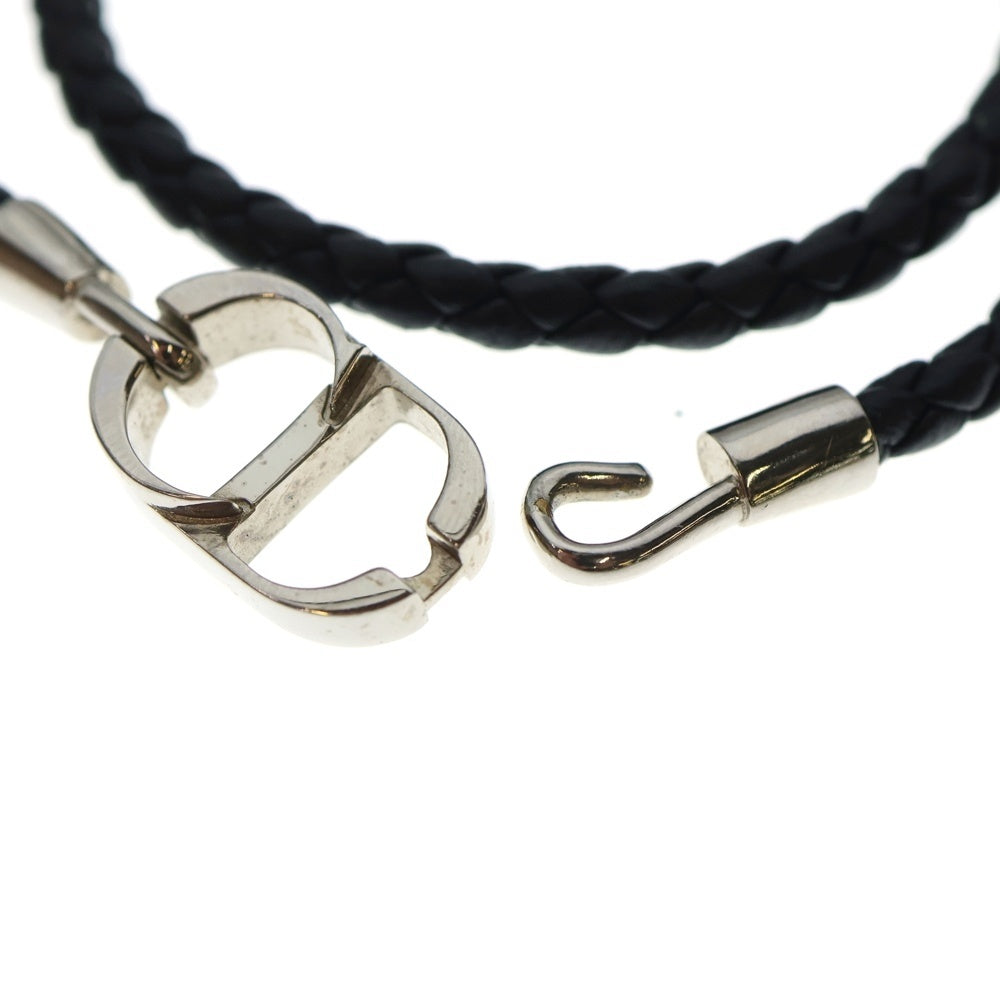 DIOR(ディオール) 2連 CDロゴ レザー ブレスレット ブラック シルバー金具