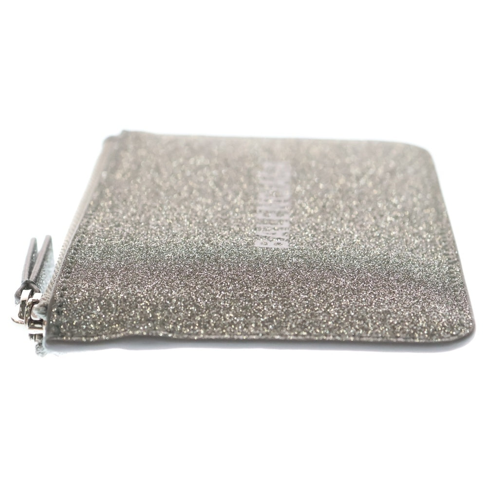 BALENCIAGA(バレンシアガ) ロゴ コインケース カードケース バッグチャーム グリッター シルバー レザー 581306 シルバー金具 レディース