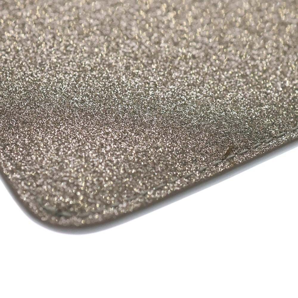 BALENCIAGA(バレンシアガ) ロゴ コインケース カードケース バッグチャーム グリッター シルバー レザー 581306 シルバー金具 レディース