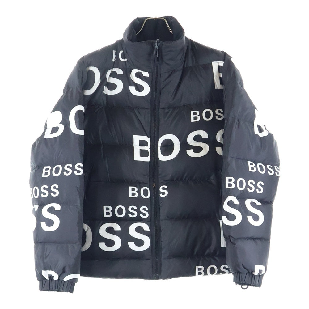 BOSS(ボス) ロゴ総柄リバーシブルダウンジャケット ブルゾン ブラック 