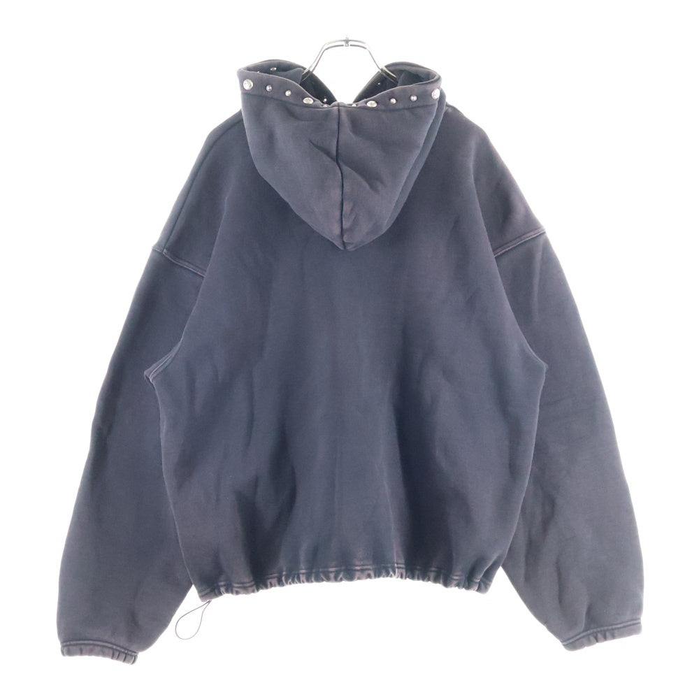 THUG CLUB(サグクラブ) 24SS PEACE STUD HOODIE プリント フードスタッズ プルオーバーパーカー ブラック TC24SS1201