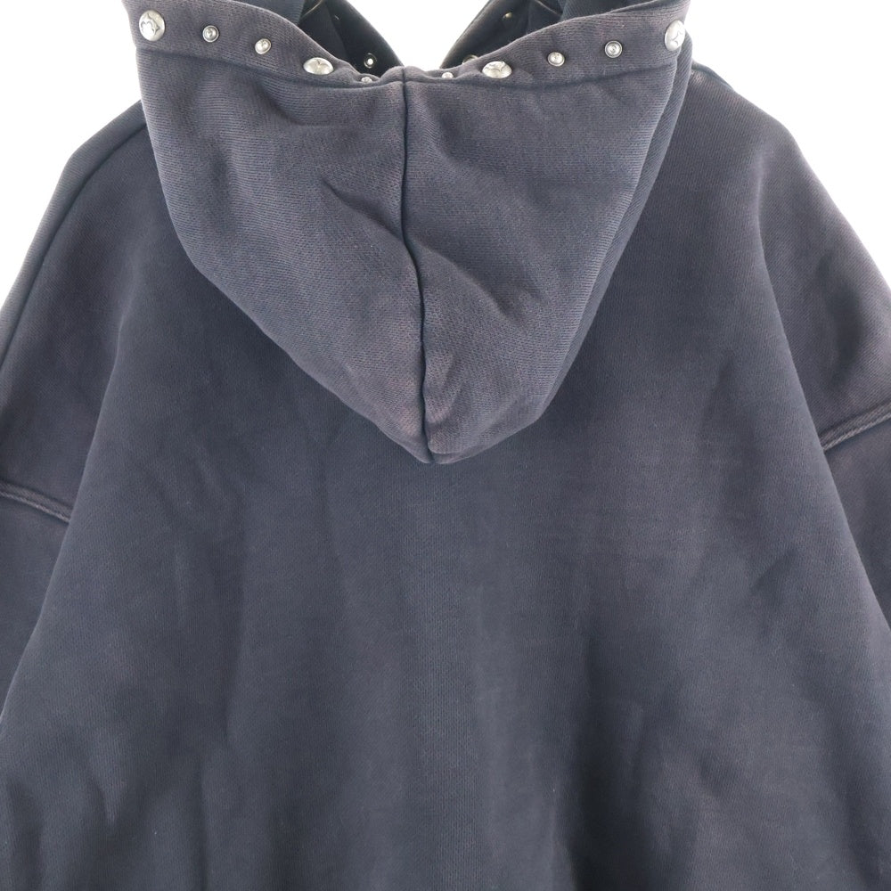 THUG CLUB(サグクラブ) 24SS PEACE STUD HOODIE プリント フードスタッズ プルオーバーパーカー ブラック TC24SS1201