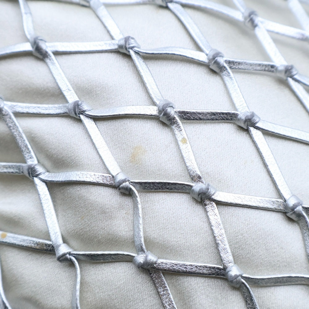 PRADA(プラダ) メッシュ ショルダーポーチ 巾着バッグ チェーンバッグ シルバー レザー 1BC075 シルバー金具