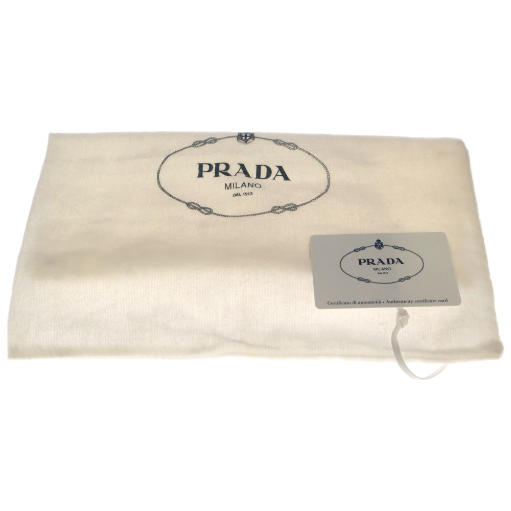 PRADA(プラダ) メッシュ ショルダーポーチ 巾着バッグ チェーンバッグ シルバー レザー 1BC075 シルバー金具