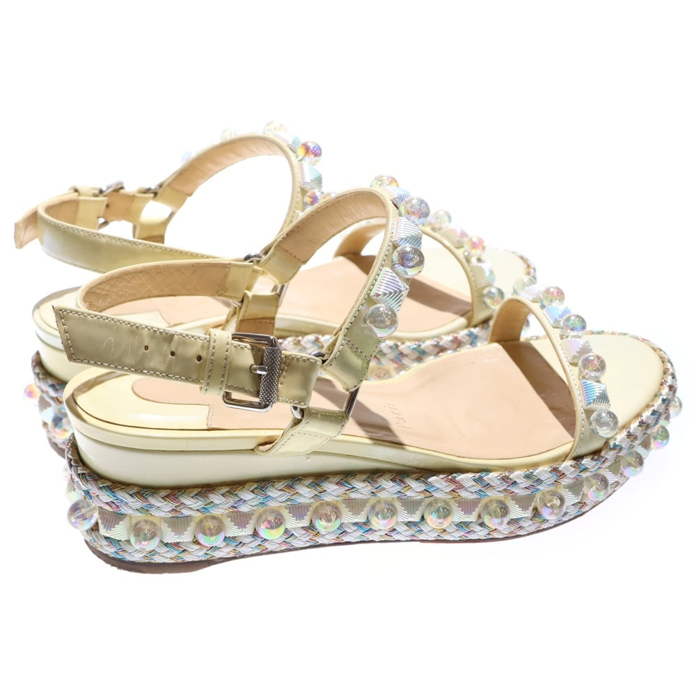 CHRISTIAN LOUBOUTIN(クリスチャンルブタン) スタッズ サンダル イエロー エナメル×レザー #37