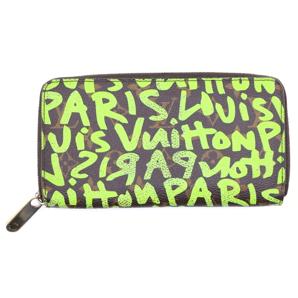 LOUIS VUITTON(ルイヴィトン) モノグラムグラフィティ ジッピーウォレット ロングウォレット 長財布 カードケース ブラウン×ネオングリーン M93712 ゴールド金具