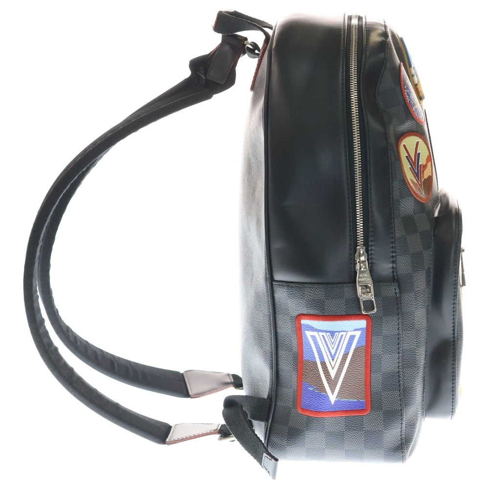 LOUIS VUITTON(ルイヴィトン) ダミエグラフィット ジョッシュ アルプスコレクション ワッペン リュックサック バックパック ブラック PVC N40042 シルバー金具