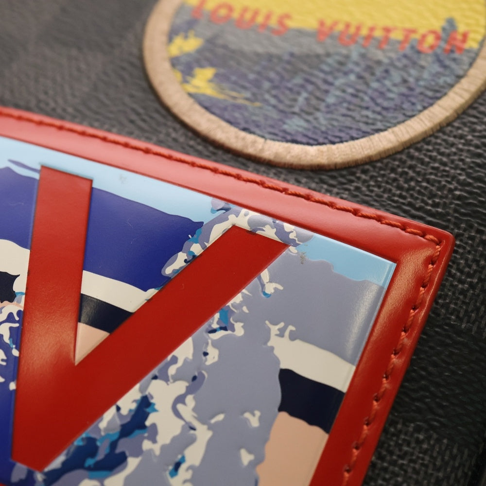 LOUIS VUITTON(ルイヴィトン) ダミエグラフィット ジョッシュ アルプスコレクション ワッペン リュックサック バックパック ブラック PVC N40042 シルバー金具