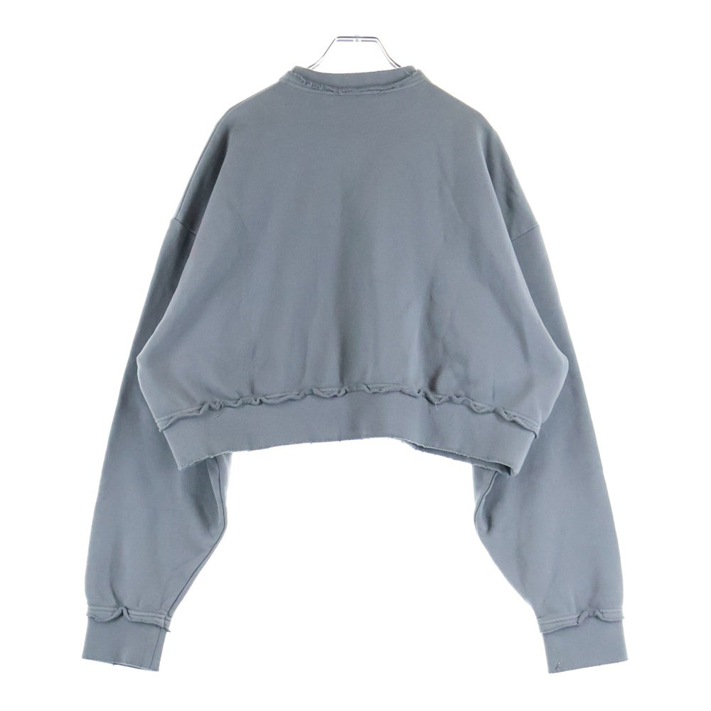 miumiu(ミュウミュウ) ダメージ加工ショート丈ロゴクルーネックスウェットトレーナー グレー MJL911 S231 137J