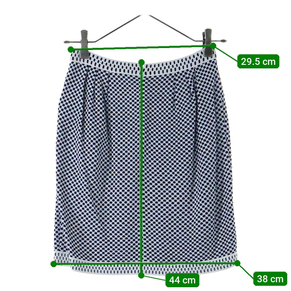 CHANEL(シャネル) ココマークロゴプレート ビスコース レーヨンニット ワッフル生地 ミディアム タイト スカート ホワイト/ネイビー レディース P47956K06124