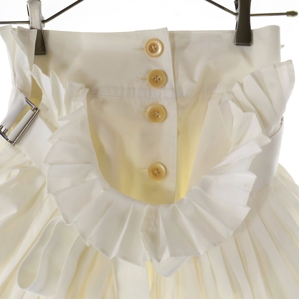 Sacai(サカイ) プリーツ ラップデザイン レイヤード ミディアム フレア スカート ホワイト レディース 16ー02586