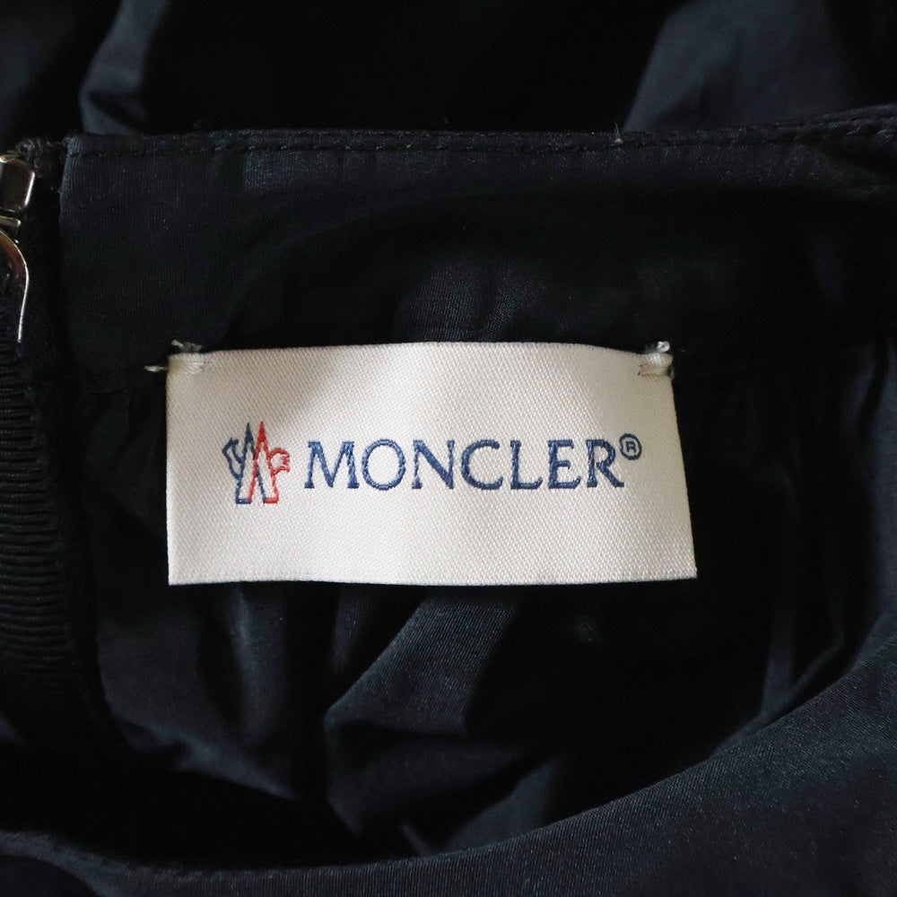 MONCLER(モンクレール) 22SS ABITO ワッペンロゴ ナイロン ドローストリング クルーネック 半袖ワンピース ブラック レディース H10932G00010 54AWA