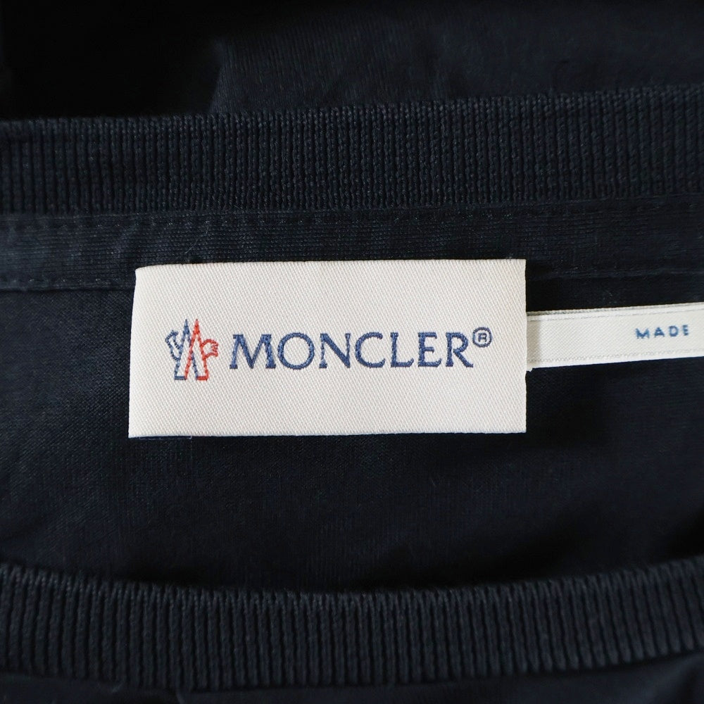 MONCLER(モンクレール) 18SS ABITO ナイロン切り替え ギャザーデザイン クルーネック 半袖 カットソー ワンピース ブラック レディース D10938560000 8390X