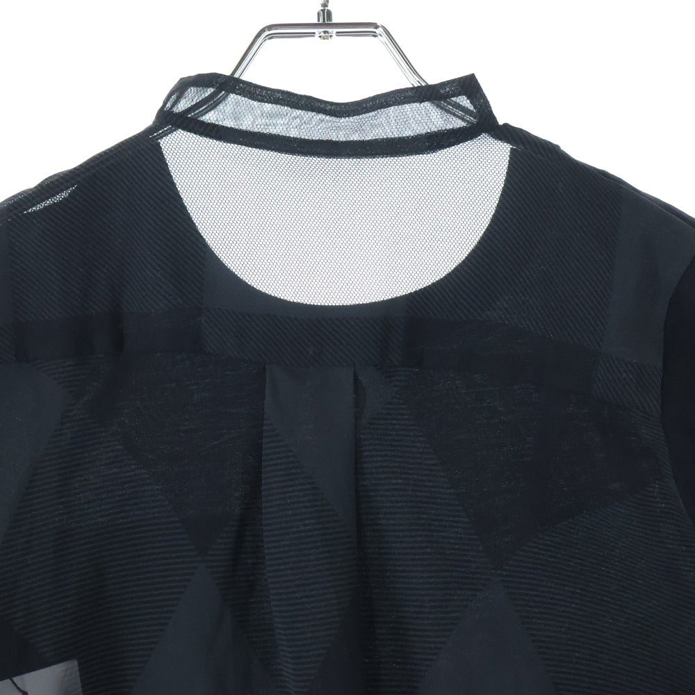 Sacai(サカイ) 22SS シアー切り替え クルーネック 半袖Tシャツ カットソー ブラック レディース 22-05946