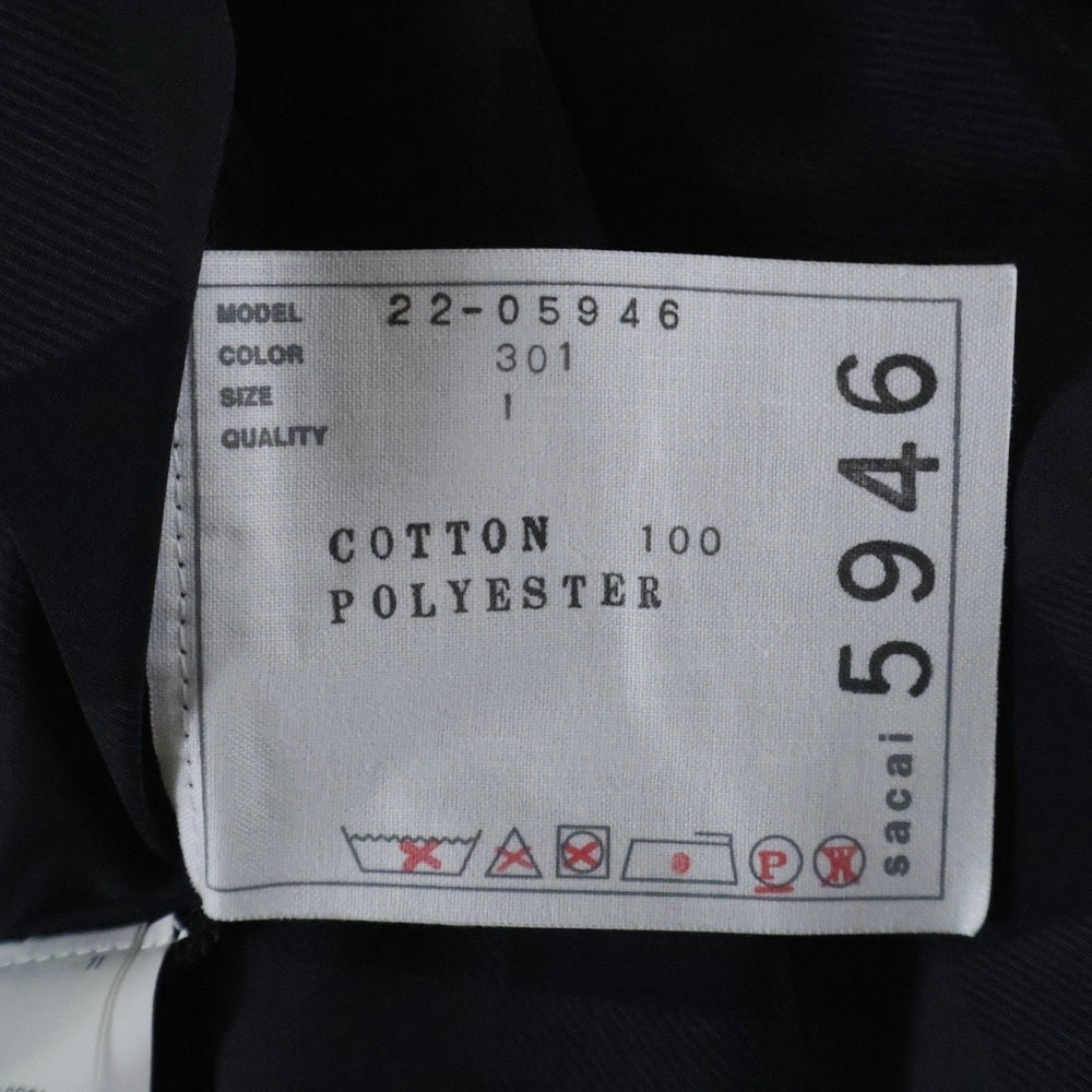 Sacai(サカイ) 22SS シアー切り替え クルーネック 半袖Tシャツ カットソー ブラック レディース 22-05946