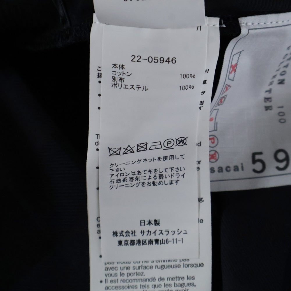 Sacai(サカイ) 22SS シアー切り替え クルーネック 半袖Tシャツ カットソー ブラック レディース 22-05946