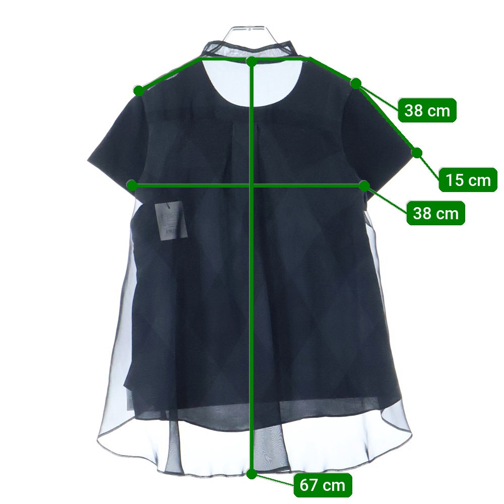 Sacai(サカイ) 22SS シアー切り替え クルーネック 半袖Tシャツ カットソー ブラック レディース 22-05946