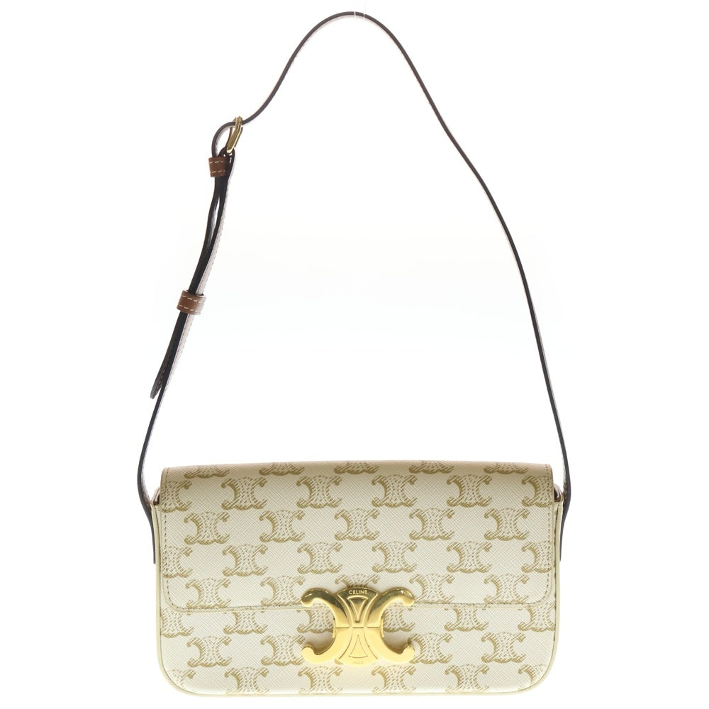 CELINE(セリーヌ) トリオンフ クロード ショルダーバッグ ホワイト×ブラウン PVC レディース