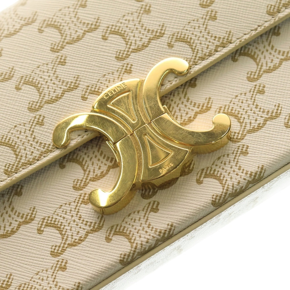 CELINE(セリーヌ) トリオンフ クロード ショルダーバッグ ホワイト×ブラウン PVC レディース