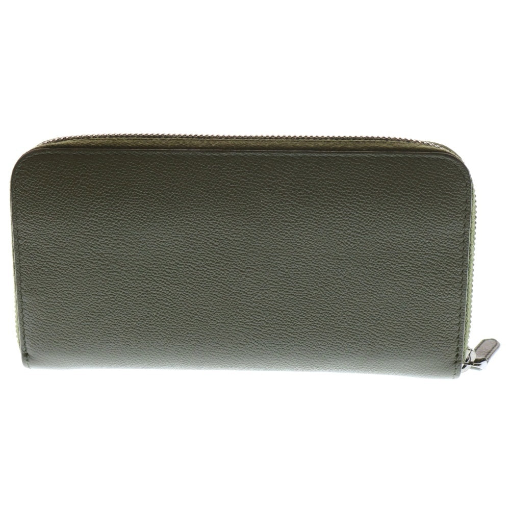 BVLGARI(ブルガリ) ブルガリブルガリ マン ラウンドファスナー ジップ ロングウォレット 長財布 シルバー金具 カーキ