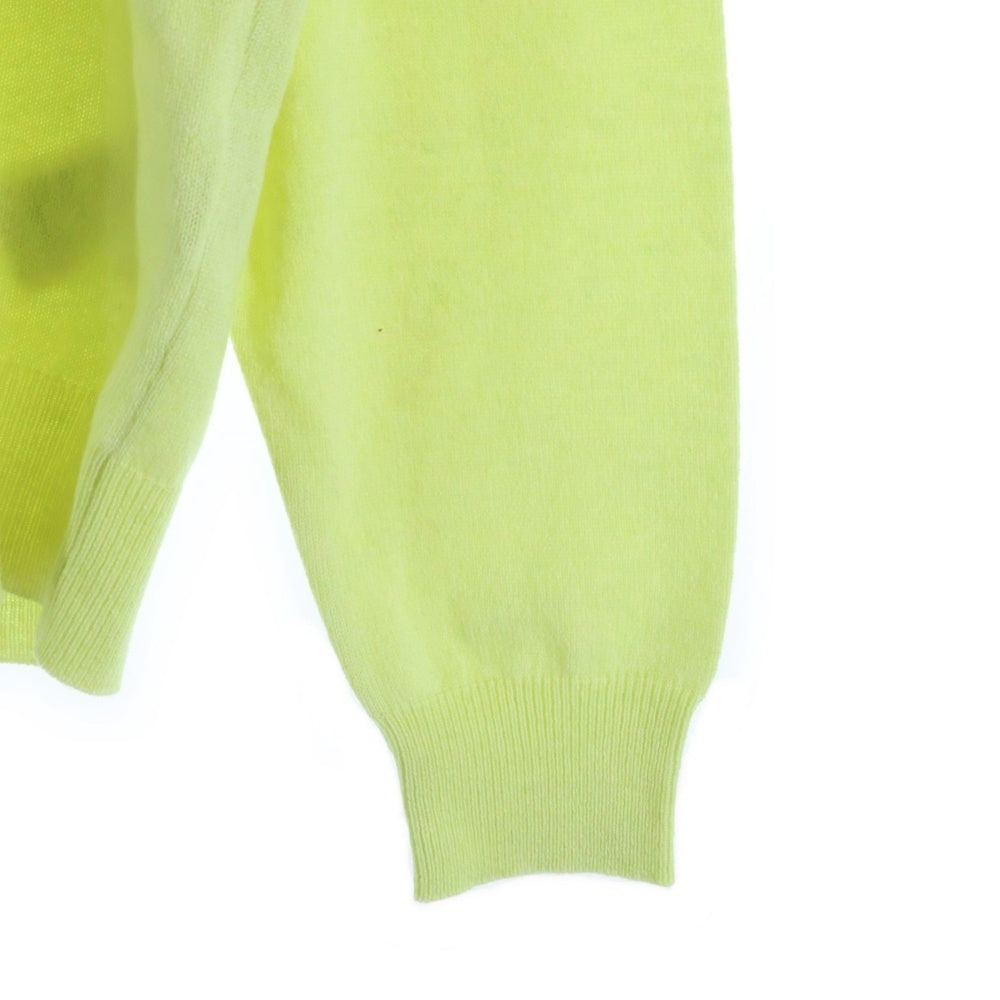 HERMES(エルメス) レザーコード刺繍 クルーネック プルオーバー 長袖ニット セーター ライトグリーン