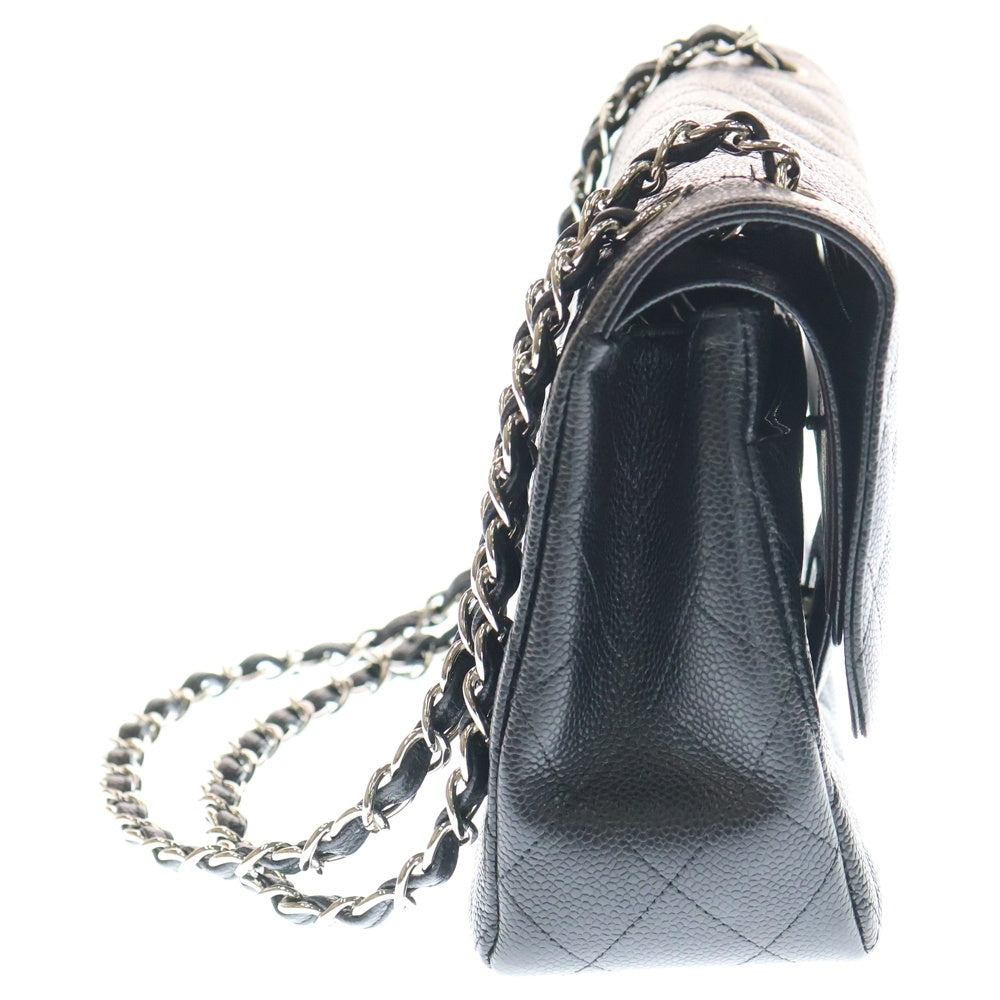 CHANEL(シャネル) デカマトラッセ30 ダブルフラップ ダブルチェーン ショルダーバッグ ブラック キャビアスキン シルバー金具