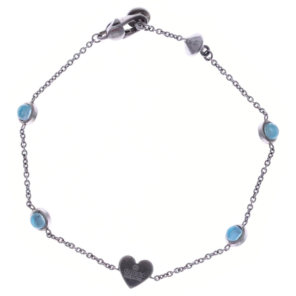 GUCCI(グッチ) ハートタグ ストーン ブレスレット シルバー チェーン SV925