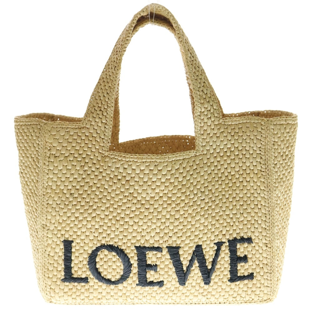 LOEWE(ロエベ) スモールフォント 2WAYバッグ ショルダーバッグ ハンドバッグ カゴバッグ トートバッグ ナチュラル ブラウン×ベージュ ラフィア×レザー ゴールド金具