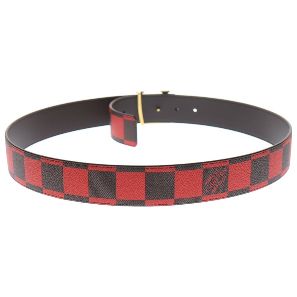 LOUIS VUITTON(ルイヴィトン) ダミエ ポップ LV ロゴ ベルト ブラウン×レッド PVC×レザー M8537
