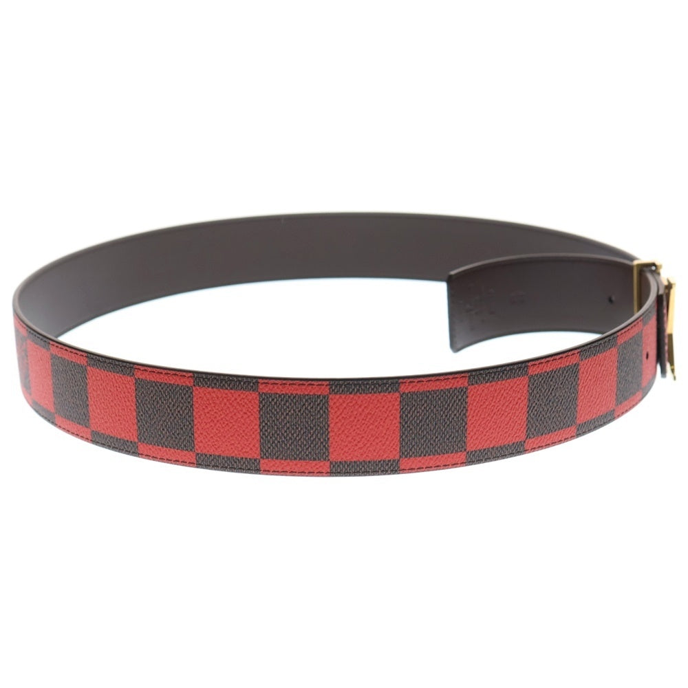 LOUIS VUITTON(ルイヴィトン) ダミエ ポップ LV ロゴ ベルト ブラウン×レッド PVC×レザー M8537