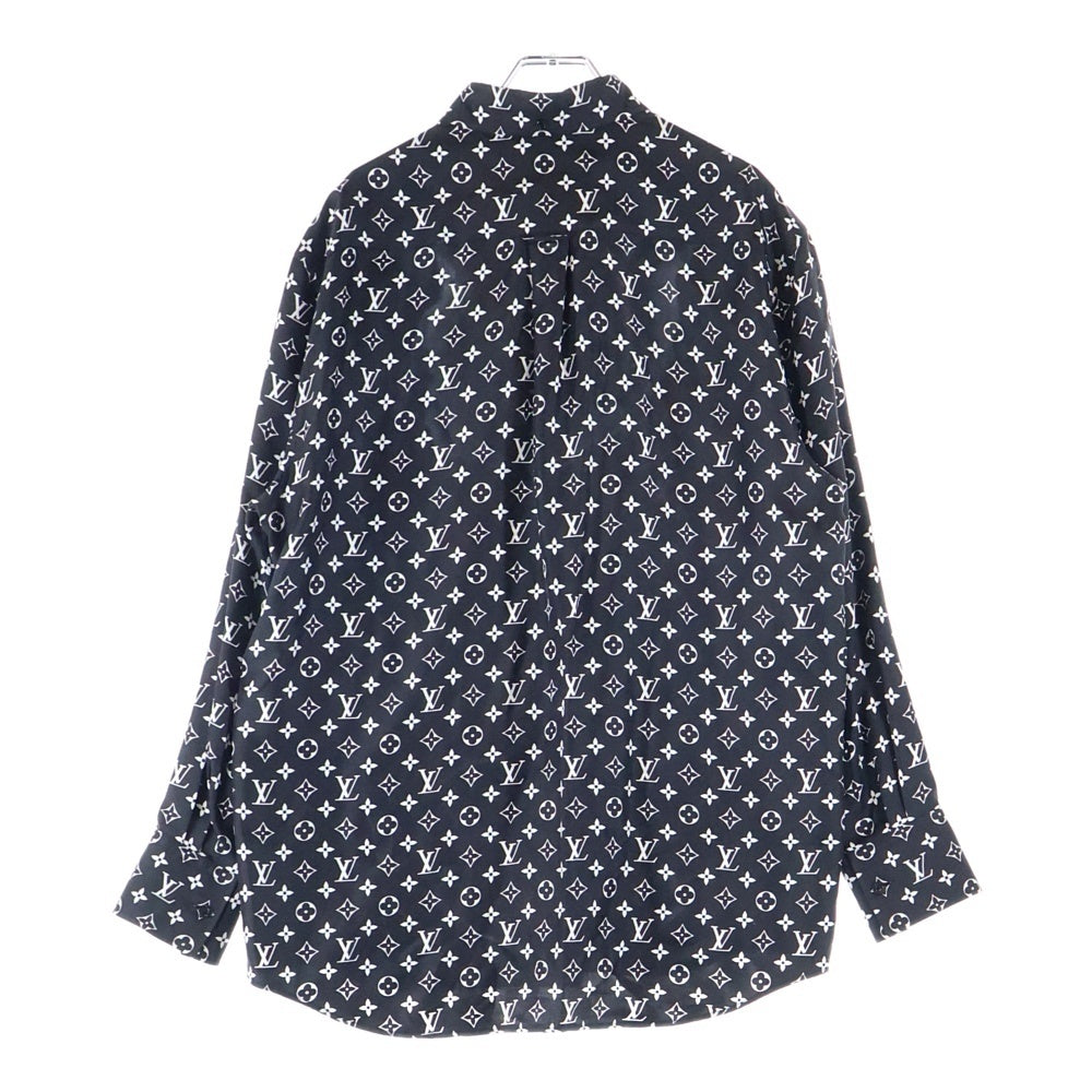 LOUIS VUITTON(ルイヴィトン) 22SS モノグラム総柄プリント シルク ボタンダウン 長袖シャツ ブラック RW221W RXU FMBL14