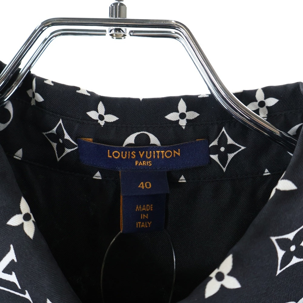 LOUIS VUITTON(ルイヴィトン) 22SS モノグラム総柄プリント シルク ボタンダウン 長袖シャツ ブラック RW221W RXU FMBL14