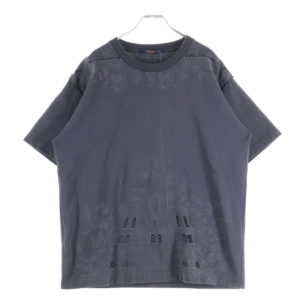 LOUIS VUITTON(ルイヴィトン) 20SS ノートルダム刺繍 コットン クルーネック 半袖Tシャツ カットソー グレー RM201 TCE HIY89W