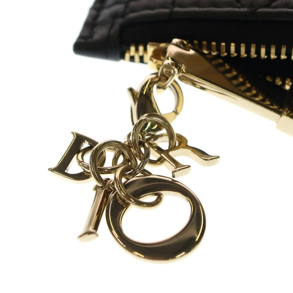 Christian Dior(クリスチャンディオール) カナージュ ラムスキン レザー カード コイン フラグメントケース ゴールド金具 ブラック