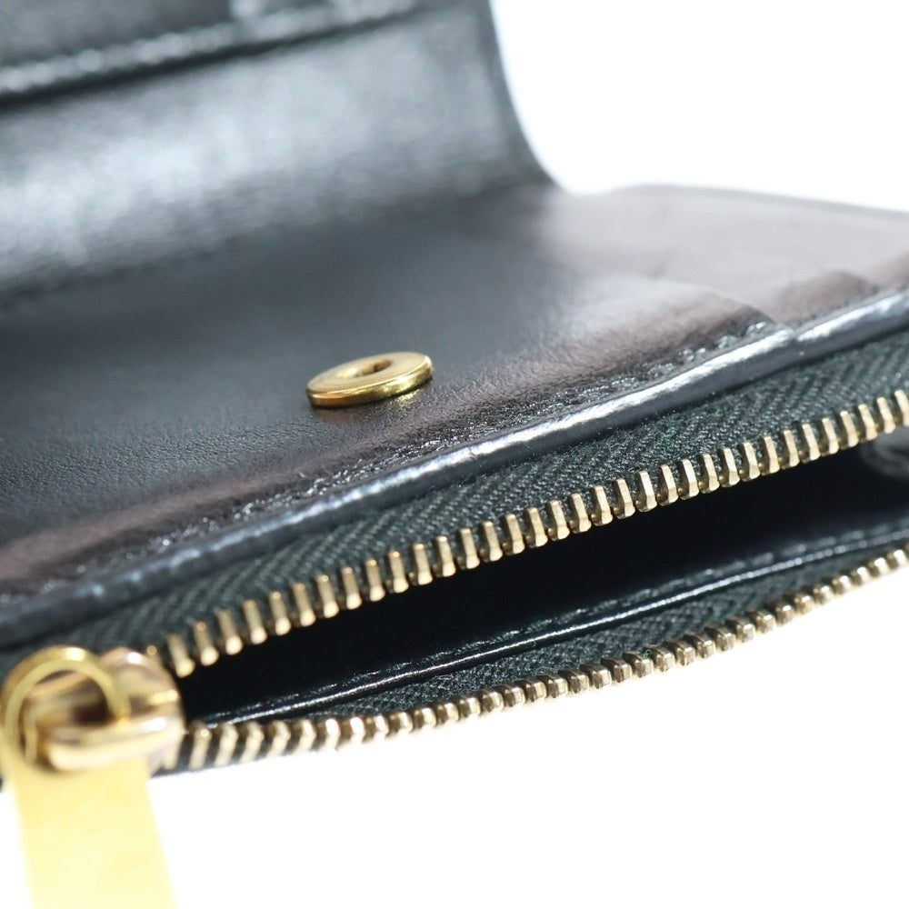 BOTTEGA VENETA(ボッテガヴェネタ) マキシイントレチャート 二つ折り財布 コンパクトウォレット コインケース ブラック レザー ゴールド金具