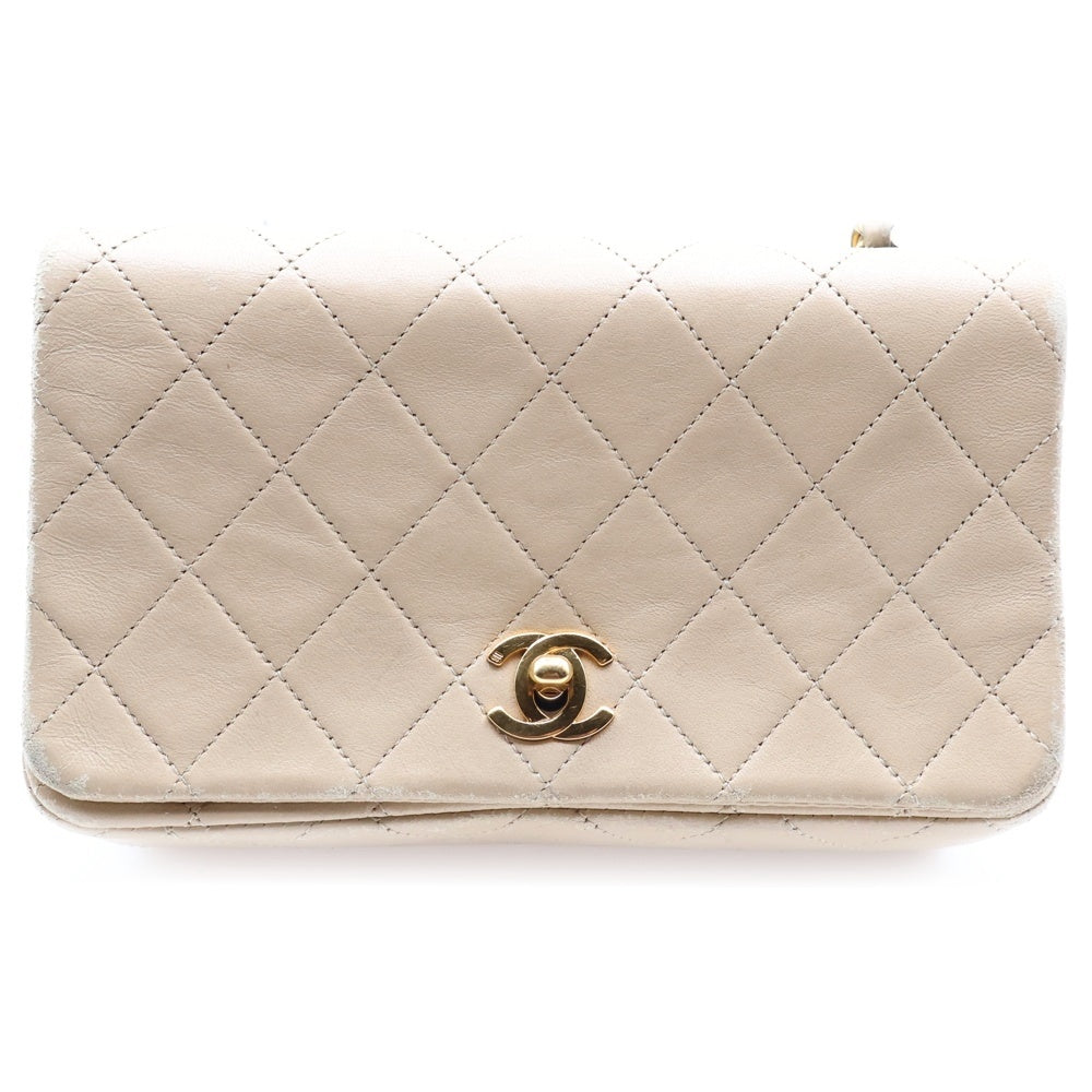 CHANEL(シャネル) ミニマトラッセ シングルチェーン ショルダーバッグ ベージュ ラムスキン ゴールド金具 レディース
