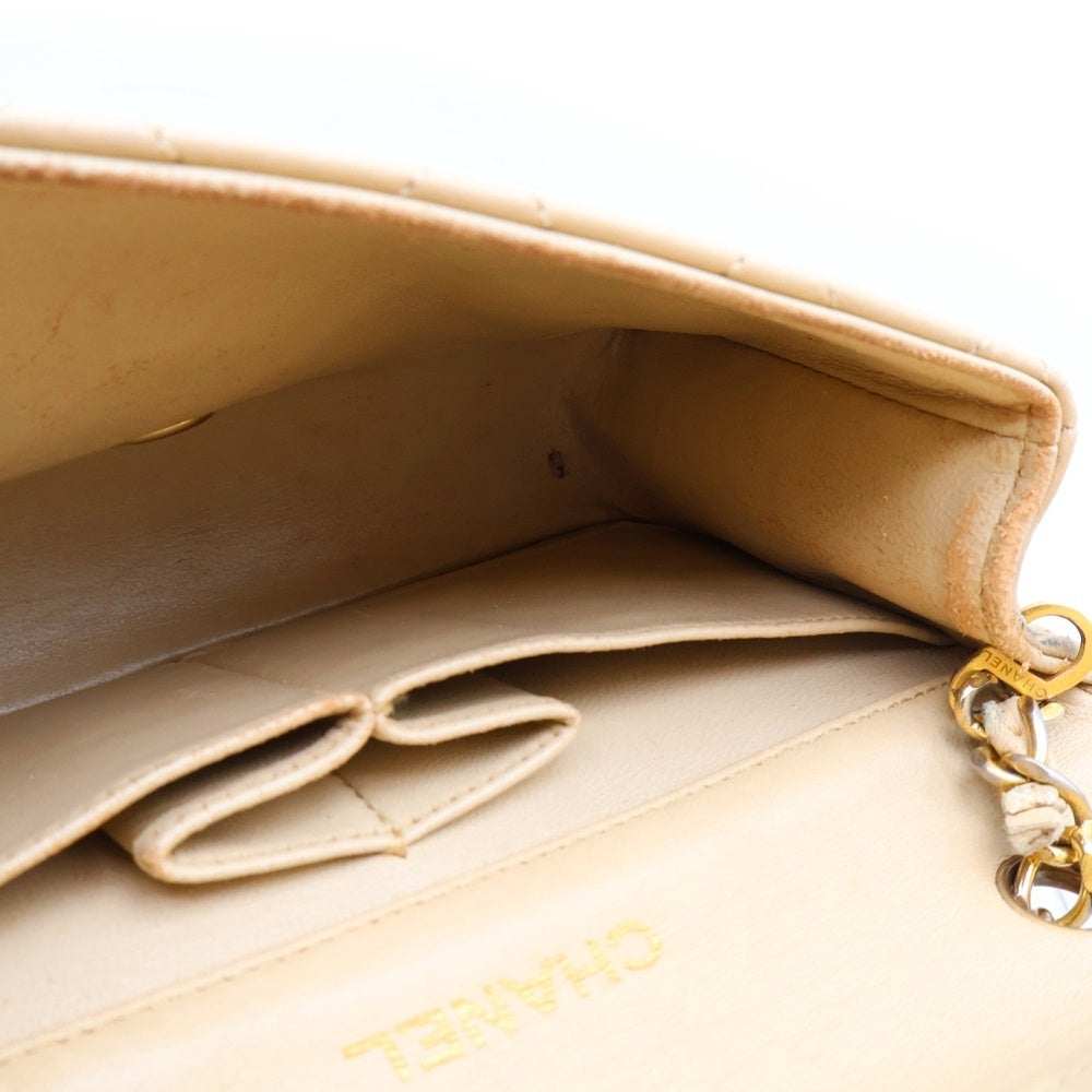 CHANEL(シャネル) ミニマトラッセ シングルチェーン ショルダーバッグ ベージュ ラムスキン ゴールド金具 レディース