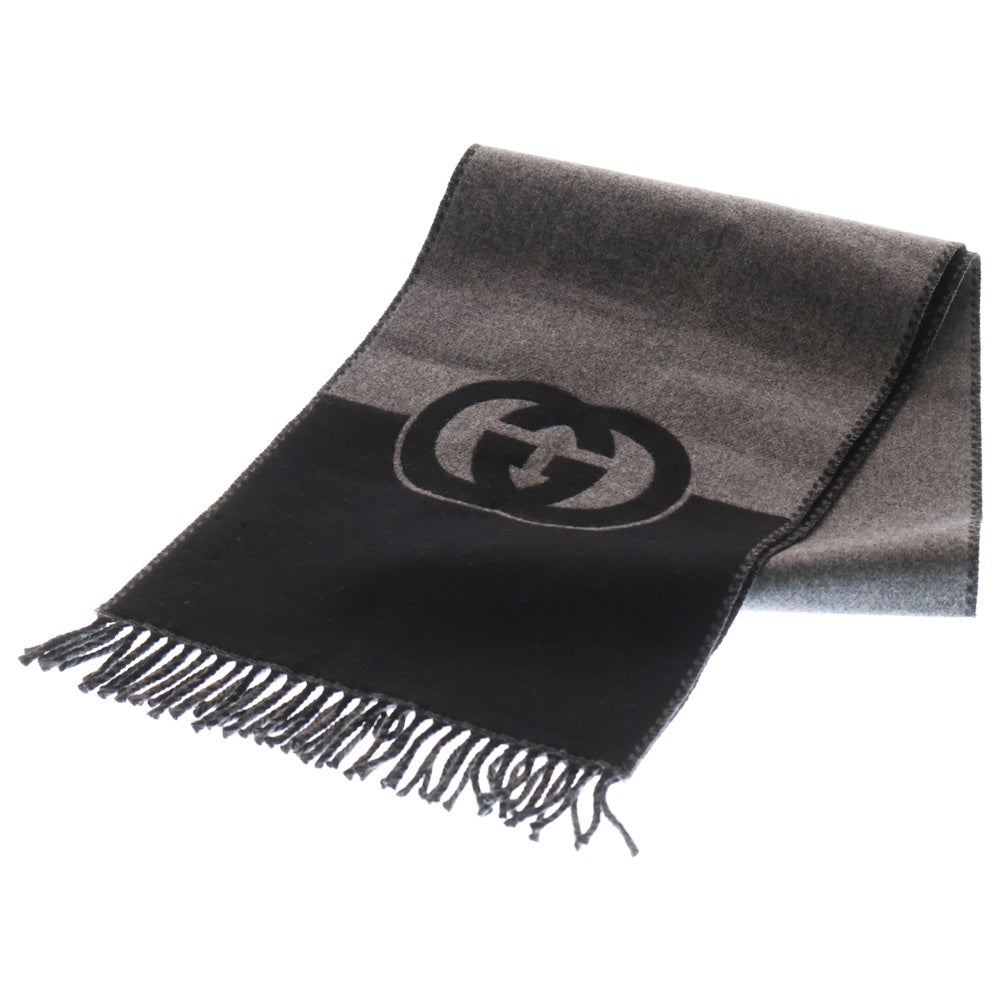 GUCCI(グッチ) ストール ブラック×グレー ウール×カシミヤ レディース