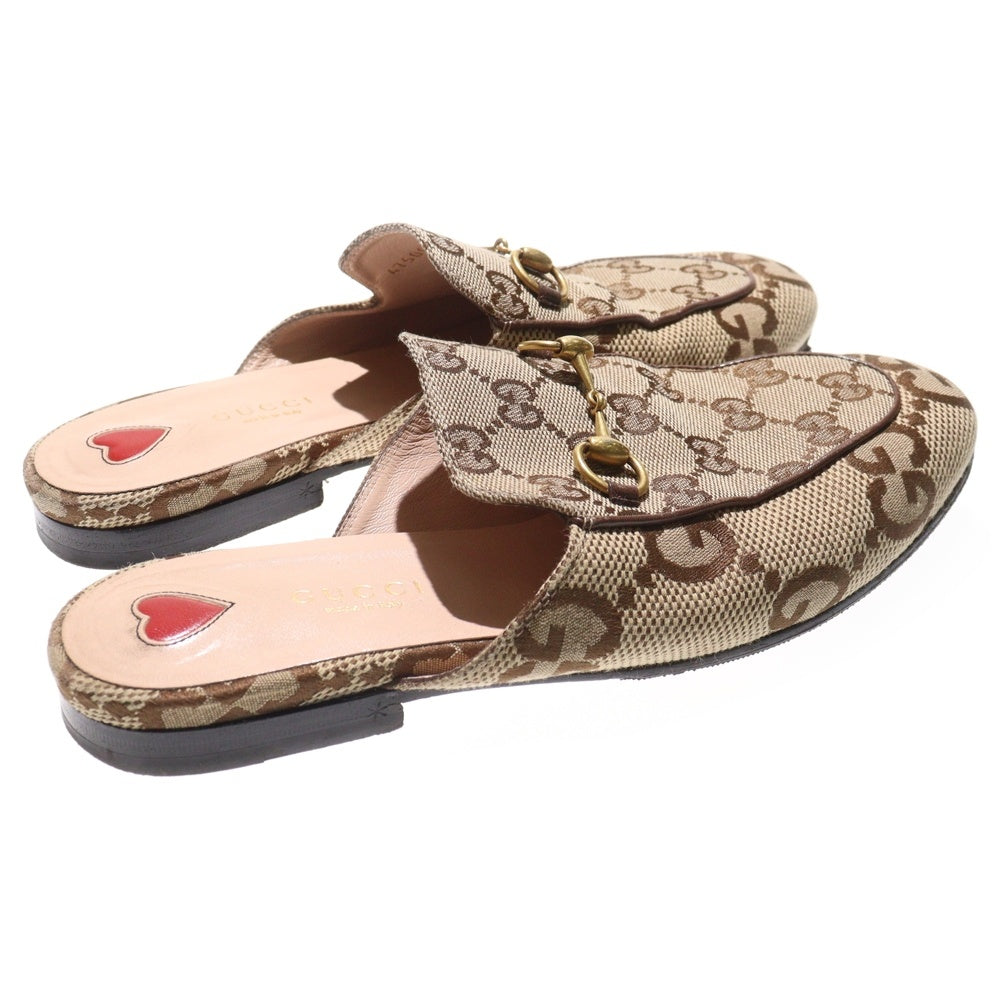 GUCCI(グッチ) プリンスタウン GGキャンバス ホースビット レザー サンダル シューズ ミュール ベージュ レディース 475094