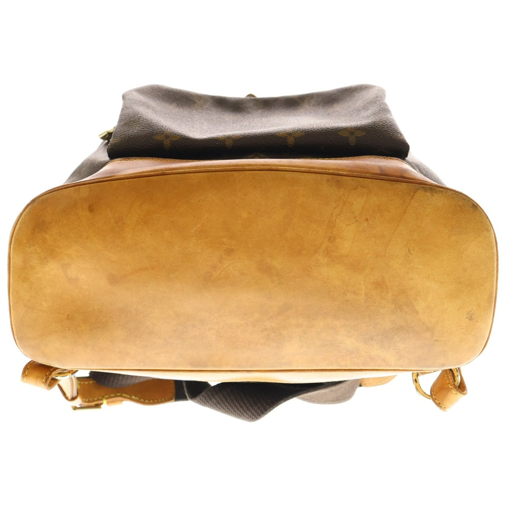 LOUIS VUITTON(ルイヴィトン) モノグラム モンスリMM リュックサック バックパック ショルダーバッグ ブラウン レザー×PVC M51136 ゴールド金具