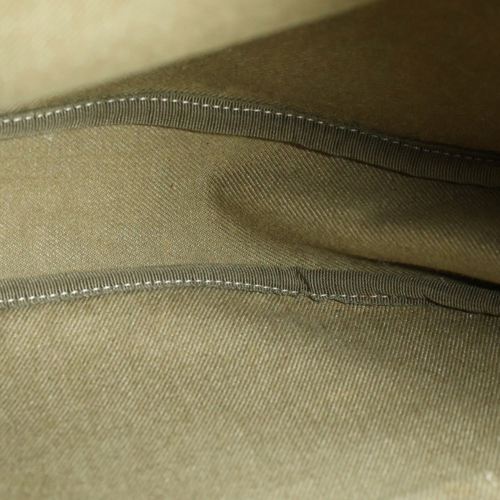 CELINE(セリーヌ) マカダム ハーフムーン ショルダーバッグ ブラウン カーキ キャンバス×レザー ゴールド金具