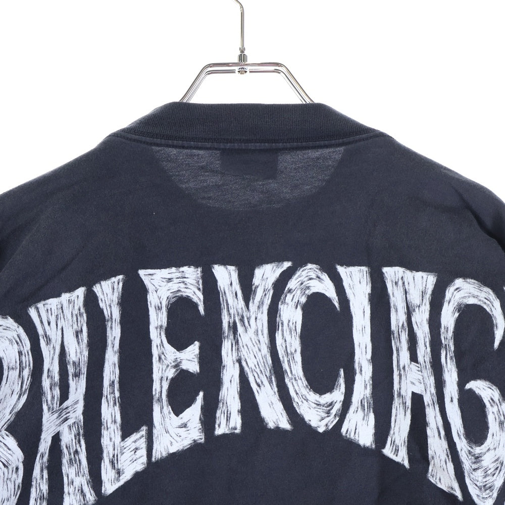 BALENCIAGA(バレンシアガ) 24SS PARIS TROPICAL ROUND バックロゴプリント長袖Tシャツ カットソー ブラック 772208 TPVL9