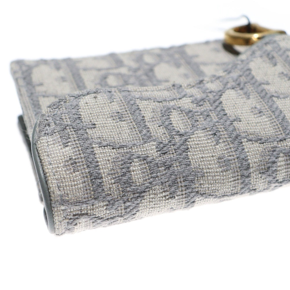 Christian Dior(クリスチャンディオール) トロッター サドル カードケース 三つ折り財布 コンパクトウォレット グレー キャンバス×レザー ゴールド金具