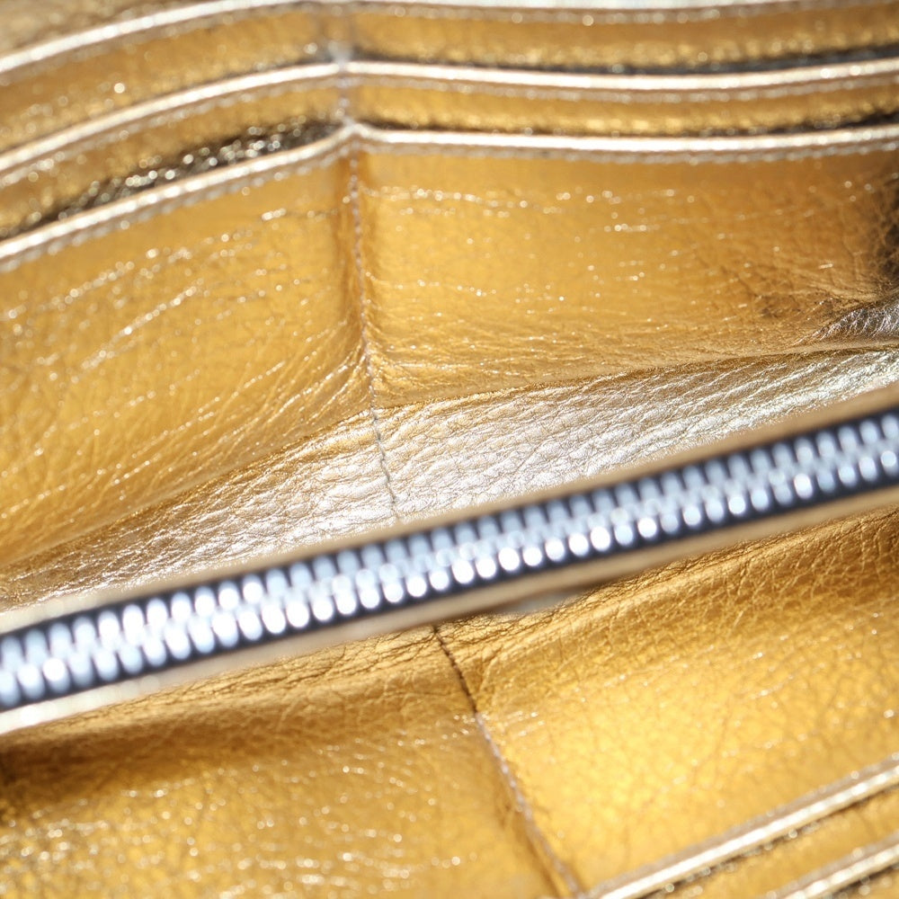 CHROME HEARTS(クロムハーツ) REC F ZIP GOLD セメタリークロスパッチ レザー ダガージップ ラウンドファスナー ロングウォレット 長財布 ロジウム加工 ゴールド/シルバー