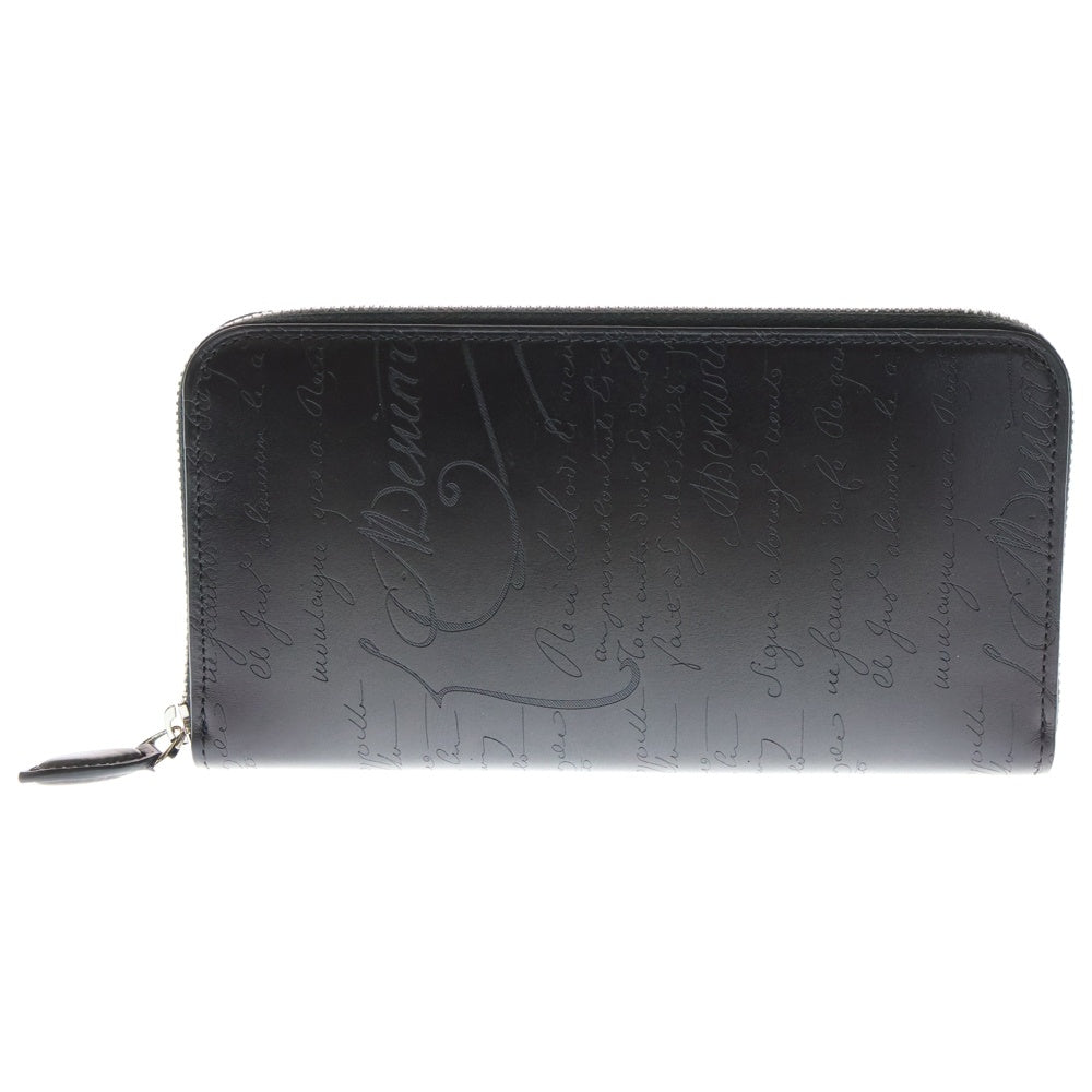 Berluti(ベルルッティ) イタウバ スクリット ラウンドジップロングウォレット 長財布 ブラック レザー シルバー金具